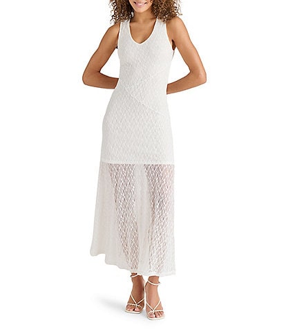 Steve Madden Theo V Neck Sleeveless Lace Maxi Dress