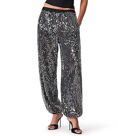 Steve Madden Tiffanee Sequin Elastic Waist Balloon Leg Pull-On Pants