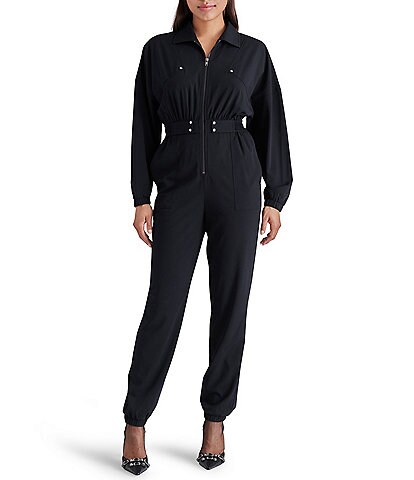 Steve Madden Tommi Collared Long Sleeve Zip Front Utility Jumpsuit