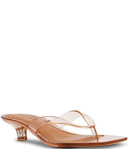 Steve Madden Tracie-J Jelly Clear Kitten Heel Thong Sandals