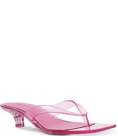 Steve Madden Tracie-J Jelly Clear Kitten Heel Thong Sandals