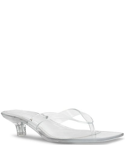 Steve Madden Tracie-J Jelly Clear Kitten Heel Thong Sandals