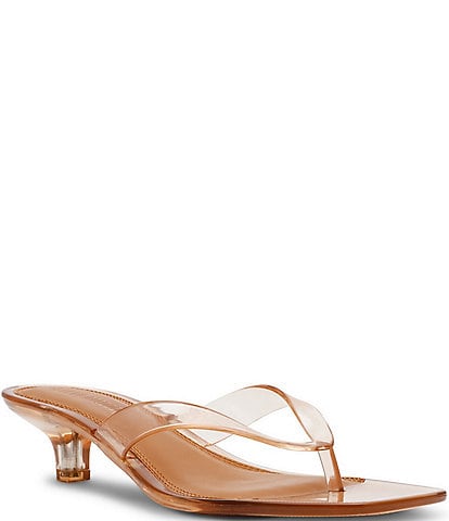 Steve Madden Tracie-J Jelly Clear Kitten Heel Thong Sandals