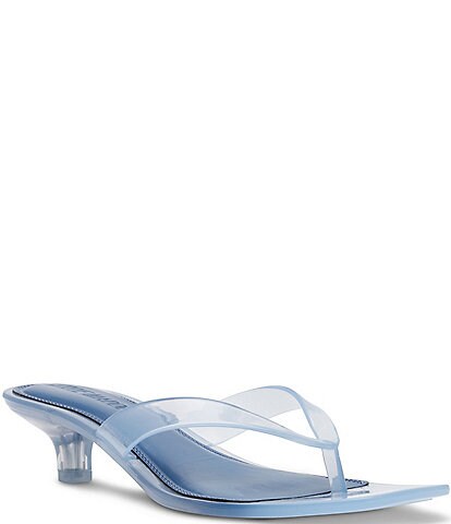 Steve Madden Tracie-J Jelly Clear Kitten Heel Thong Sandals