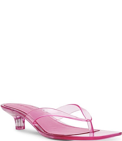 Steve Madden Tracie-J Jelly Clear Kitten Heel Thong Sandals