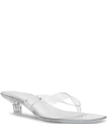 Steve Madden Tracie-J Jelly Clear Kitten Heel Thong Sandals