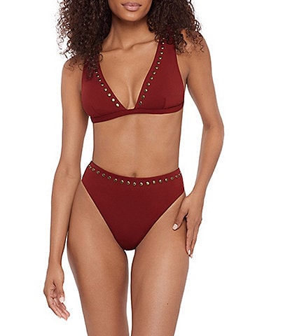Steve Madden What a Stud Tall Triangle Swim Top & High Leg High Waist Bottom