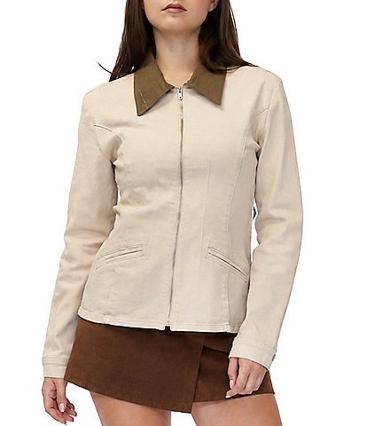 Stevie By Steve Madden Collared Cinched Waist Barn Jacket