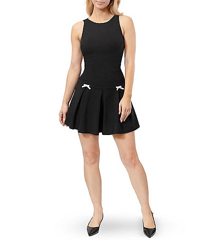 Stevie By Steve Madden Drop Waist Pleated Tie Back Dress