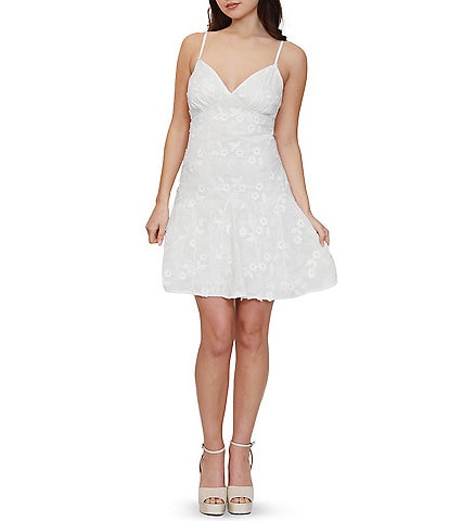 Stevie by Steve Madden Embroidered V-Neck Tie Back Dress