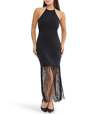 Stevie by Steve Madden Fringe Hem Halter Dress