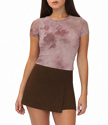 Stevie By Steve Madden Mesh Floral Printed Short Sleeve Tee
