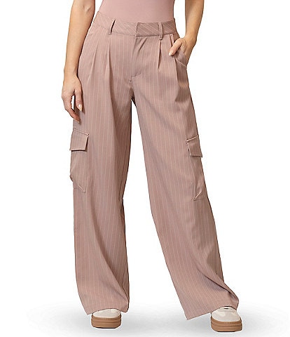 Stevie By Steve Madden Pinstripe Pattern High Rise Loose Fit Pant