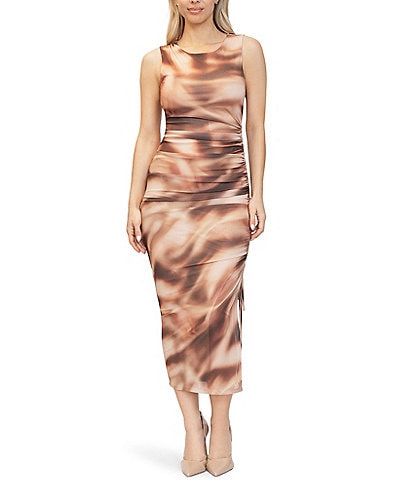 Stevie by Steve Madden Sleeveless Ruched Printed Maxi Dress