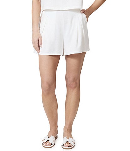 Stevie by Steve Madden Textured Linen Blend High Waist Pleated Shorts