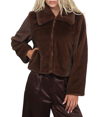Stoosh Frosted Faux Mink Zip Front Jacket