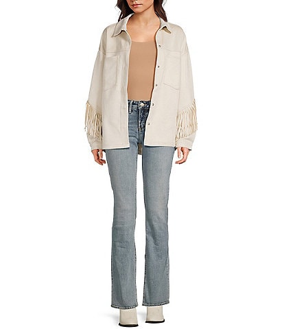 Stoosh Vegan Suede Collared Fringe Jacket