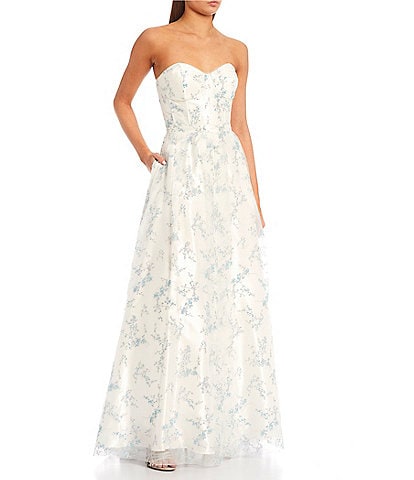 Blondie Nites Strapless Floral Corset Ball Gown