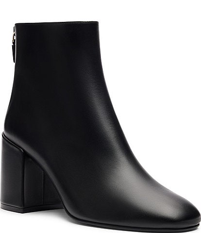 Stuart Weitzman Bacardi Zip 75 Leather Block Heel Booties