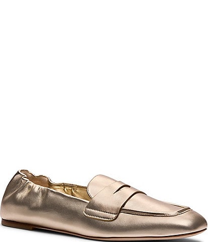 Stuart Weitzman Bryant Metallic Leather Penny Loafers