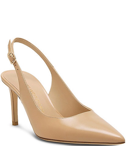 Stuart Weitzman Women's Stuart Power Slingback 75 Leather Pointed Toe Pumps