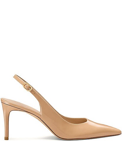 Stuart Weitzman Women's Stuart Power Slingback 75 Patent Leather Pointed Toe Pumps
