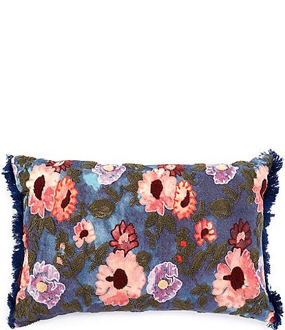 Studio D Embroidered Floral and Fringe Lumbar Pillow