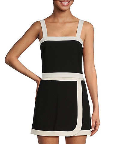 Sugarlips Addilyn Color Block Square Neck Sleeveless Cropped Top