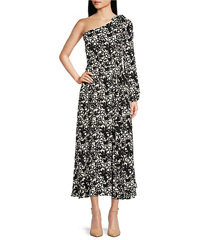 Sugarlips Bona Vista Marleny Floral Print Asymmetric One Shoulder Maxi Dress