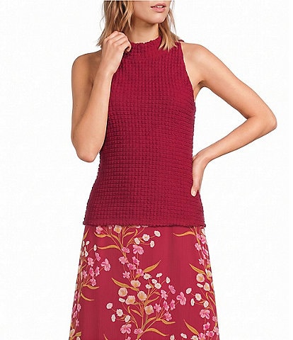 Sugarlips Briella Halter Mock Neck Sleeveless Textured Knit Top
