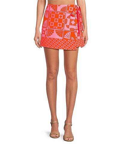 Sugarlips Coordinating Haines Town Printed High Waist Mini Crepe Wrap Skort