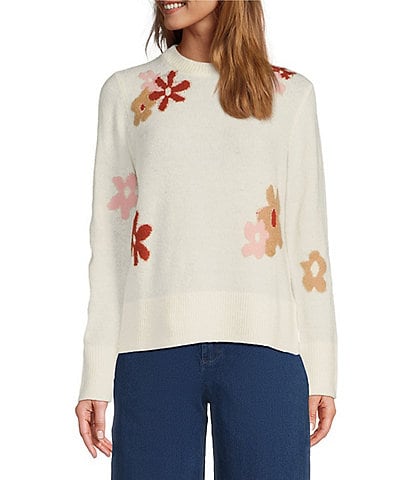 Sugarlips Floral Print Crew Neck Long Sleeve Sweater