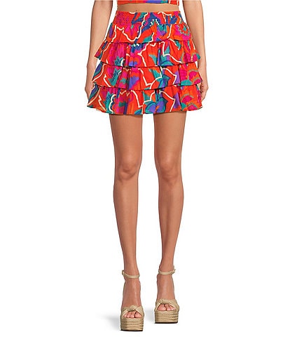 Sugarlips Kahlia Tropics Mavey High Waist Tiered Ruffle Coordinating Mini Skirt