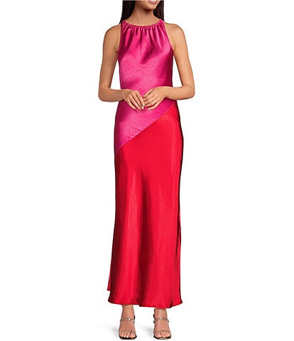 Sugarlips Kavela Color Block Halter Neck Sleeveless Maxi Slip Dress