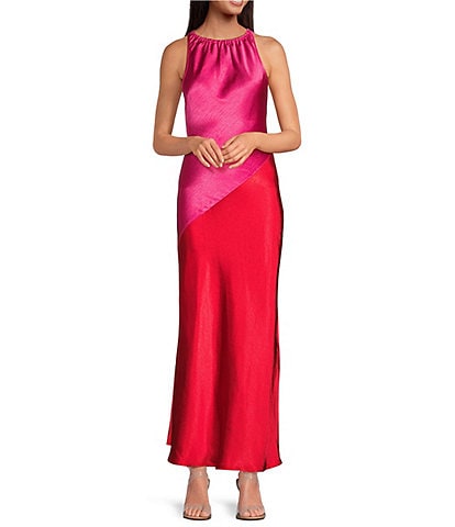 Sugarlips Kavela Color Block Halter Neck Sleeveless Maxi Slip Dress