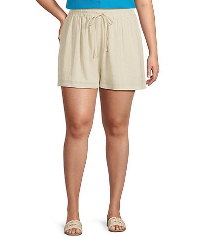 Sugarlips Plus Candida Shore Taliya Linen Blend Drawstring Shorts