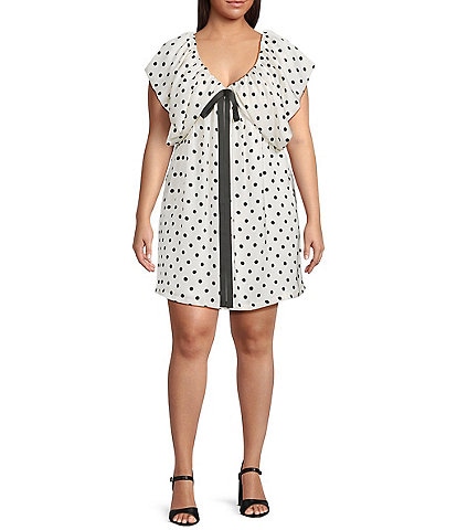 Sugarlips Plus Dover Dotted Sleeveless Satin Babydoll Dress