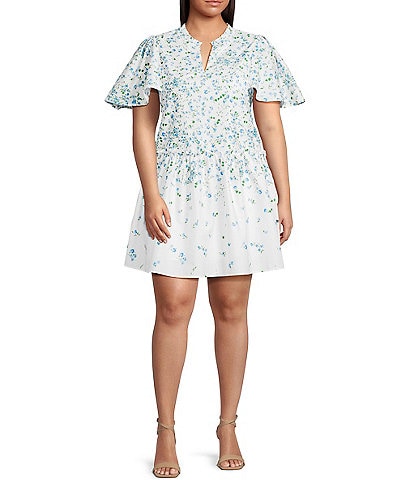 Sugarlips Plus Gradient Floral Printed Trapeze Dress