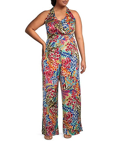 Sugarlips Plus Multi Floral Magic Moment Halter Jumpsuit