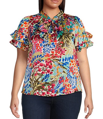 Sugarlips Plus Multi Floral Magic Moment Neck Tie Top