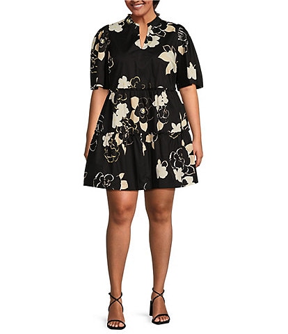 Sugarlips Plus Short Sleeve Floral Printed Dress