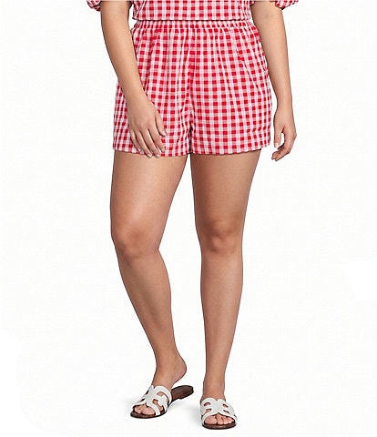 Sugarlips Plus Size Chelli Checkered Gingham Printed High Rise Coordinating Shorts