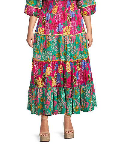 Sugarlips Plus Size High Rise Printed Coordinating Maxi Skirt