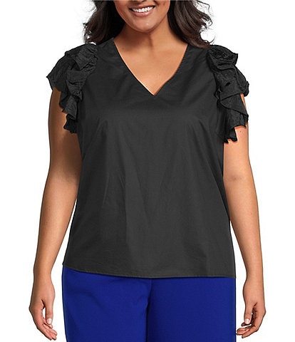 Sugarlips Plus Sleeveless Ruffle Trimmed Woven Top