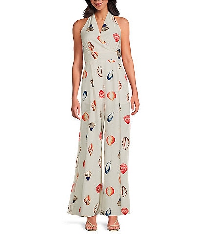 Sugarlips Shell Magic Moment Wide Leg Sleeveless Halter Jumpsuit