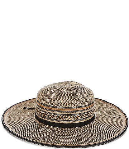 Sun N Sand Faux Leather Band Paper Braid Floppy Hat