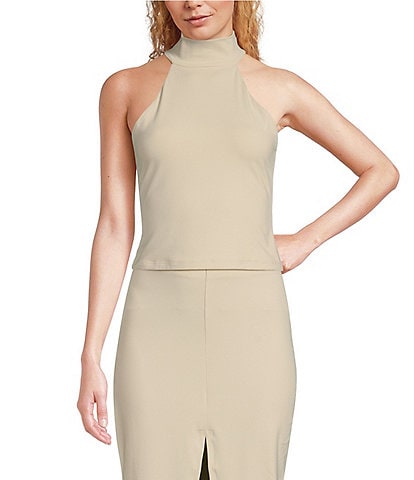 Susana Monaco Mock Neck Sleeveless Top