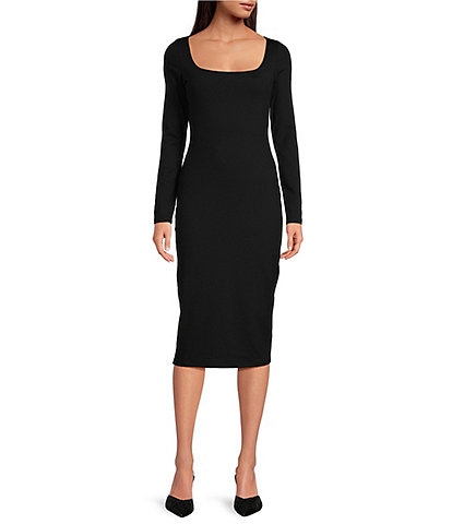 Susana Monaco Scoop Neck Long Sleeve Midi Dress