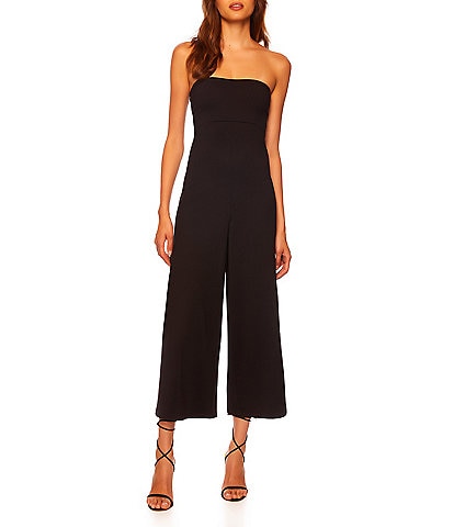 Susana Monaco Signature Stretch Strapless Flare Hem Cropped Jumpsuit