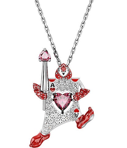 Swarovski Alice In Wonderland Playing Card Crystal Short Pendant Necklace